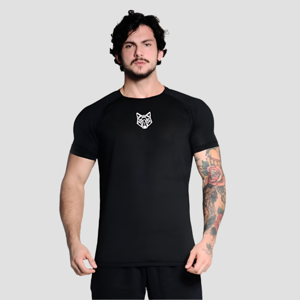 Kit 3 Camisetas Dry Fit Preto + 2 Bermudas Pretas